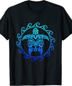 Ocean Blue Tribal Hawaiian Sea Turtle T-Shirt