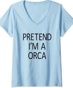 Womens Pretend I"m A Orca Funny Matching Family Costume Party Idea V-Neck T-Shirt